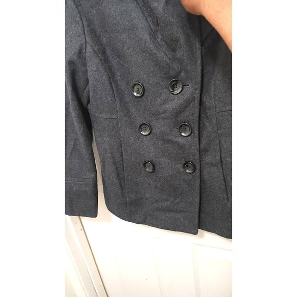 Michael Kord Gray Wool Blend Double-Breasted Peacoat  Size S - Picture 4 of 15